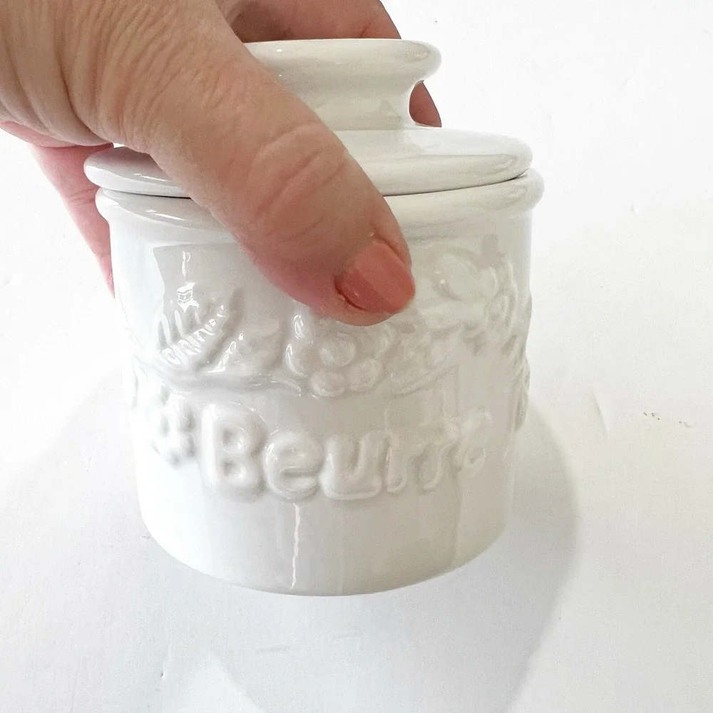 Vintage BUTTER BELL Crock L Tremain 2000 White Fresh and Creamy French Country